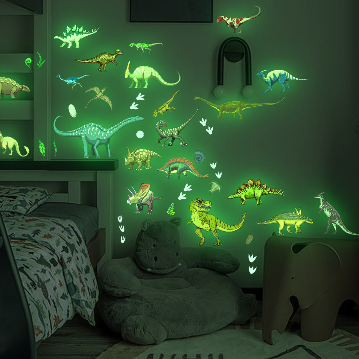 Glow in the Dark Dinosaur Wall Stickers for Living Room Bedroom Decor