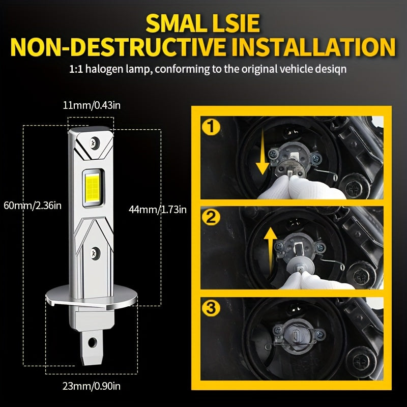 Bombilla de faro LED H1 12V 20000LM Blanco Luz alta y baja Instalación fácil