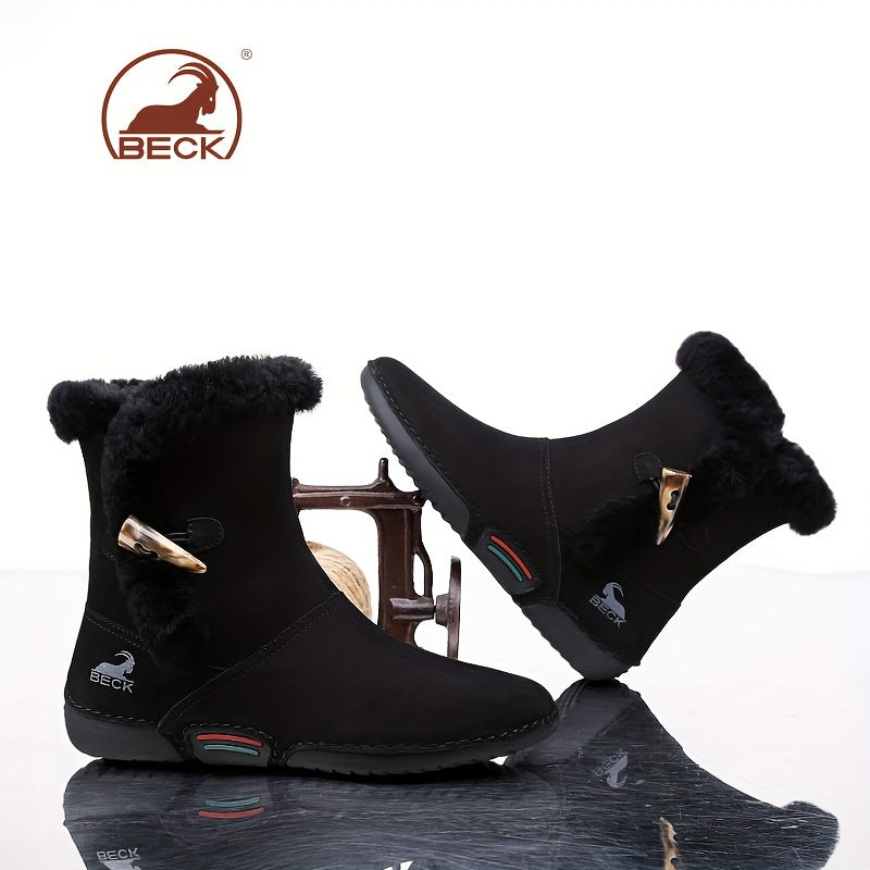 Women’s Winter Snow Boots Lined Collar Zipper Flat Rubber Sole