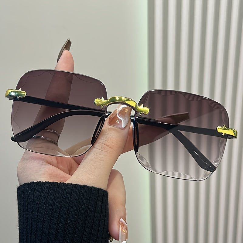 Women's Frameless Square Polycarbonate Sunglasses for Photography and Outdoor Activities