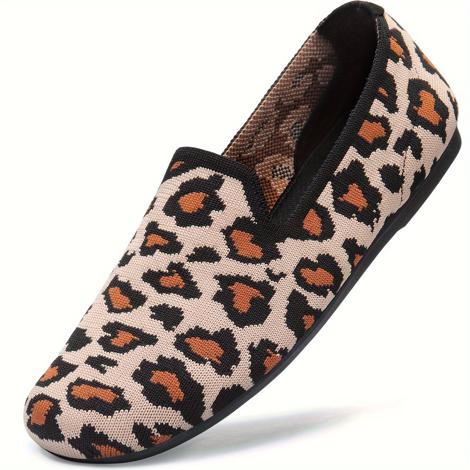 Women's Knit Slip-On Flats Gray Breathable Casual Shoes