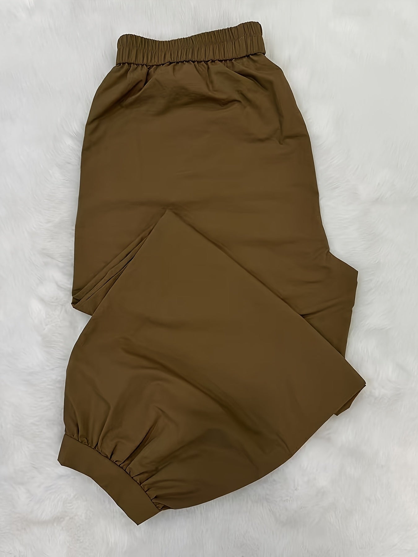 Women's Wide Leg Pants Brown High-Waist Casual Trousers with Pockets