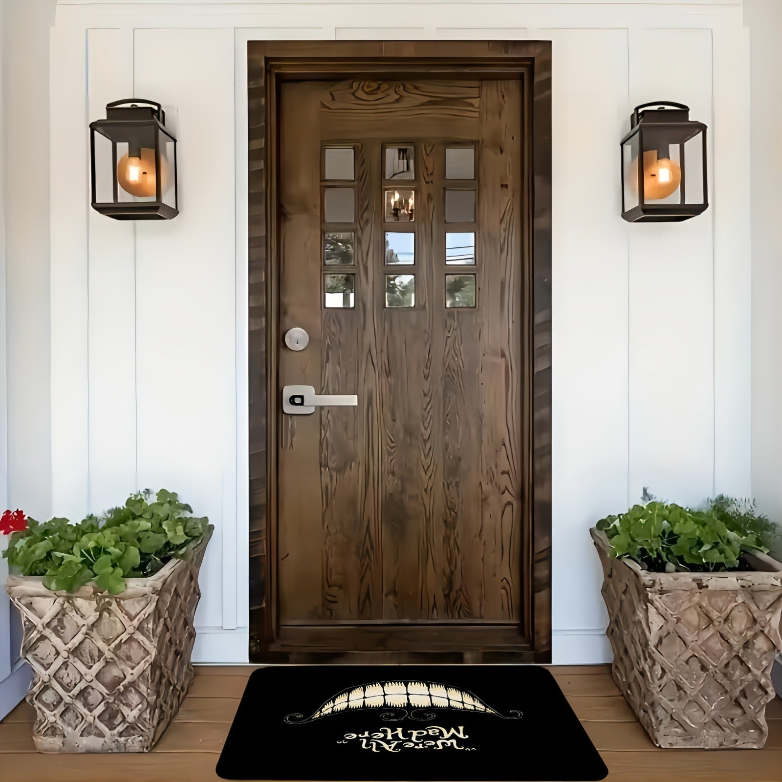 Absorbent Polyester Fleece Doormat with Tooth and Letter Print, 1cm Thick