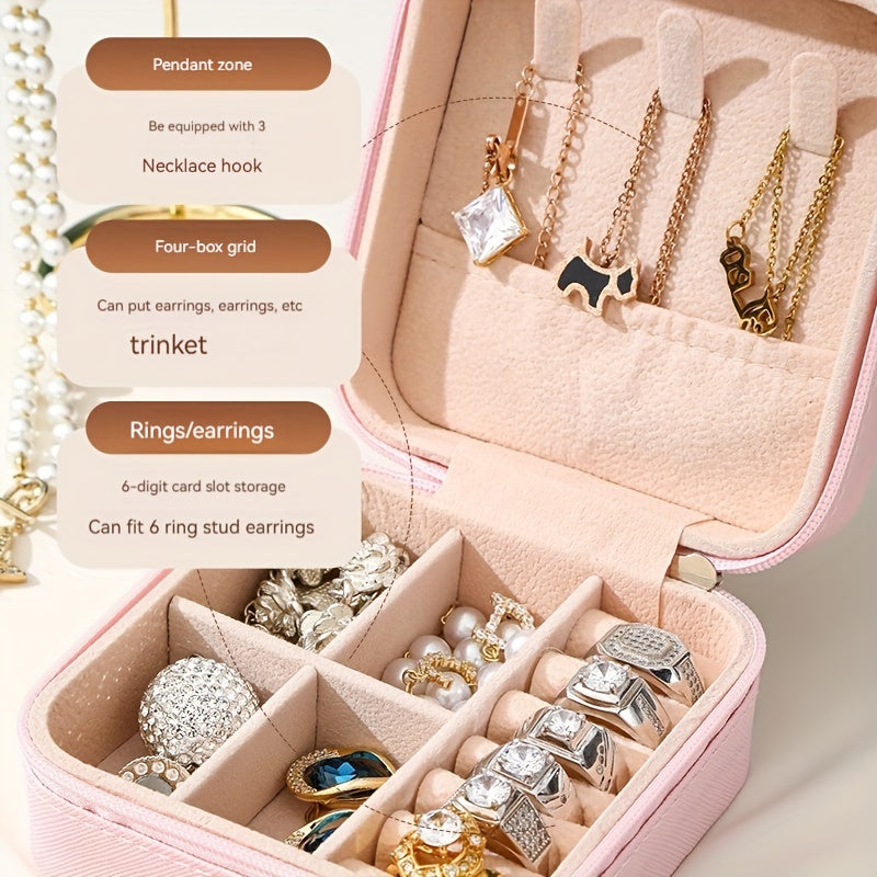 Portable Leather Jewelry Organizer for Earrings Rings and Necklaces