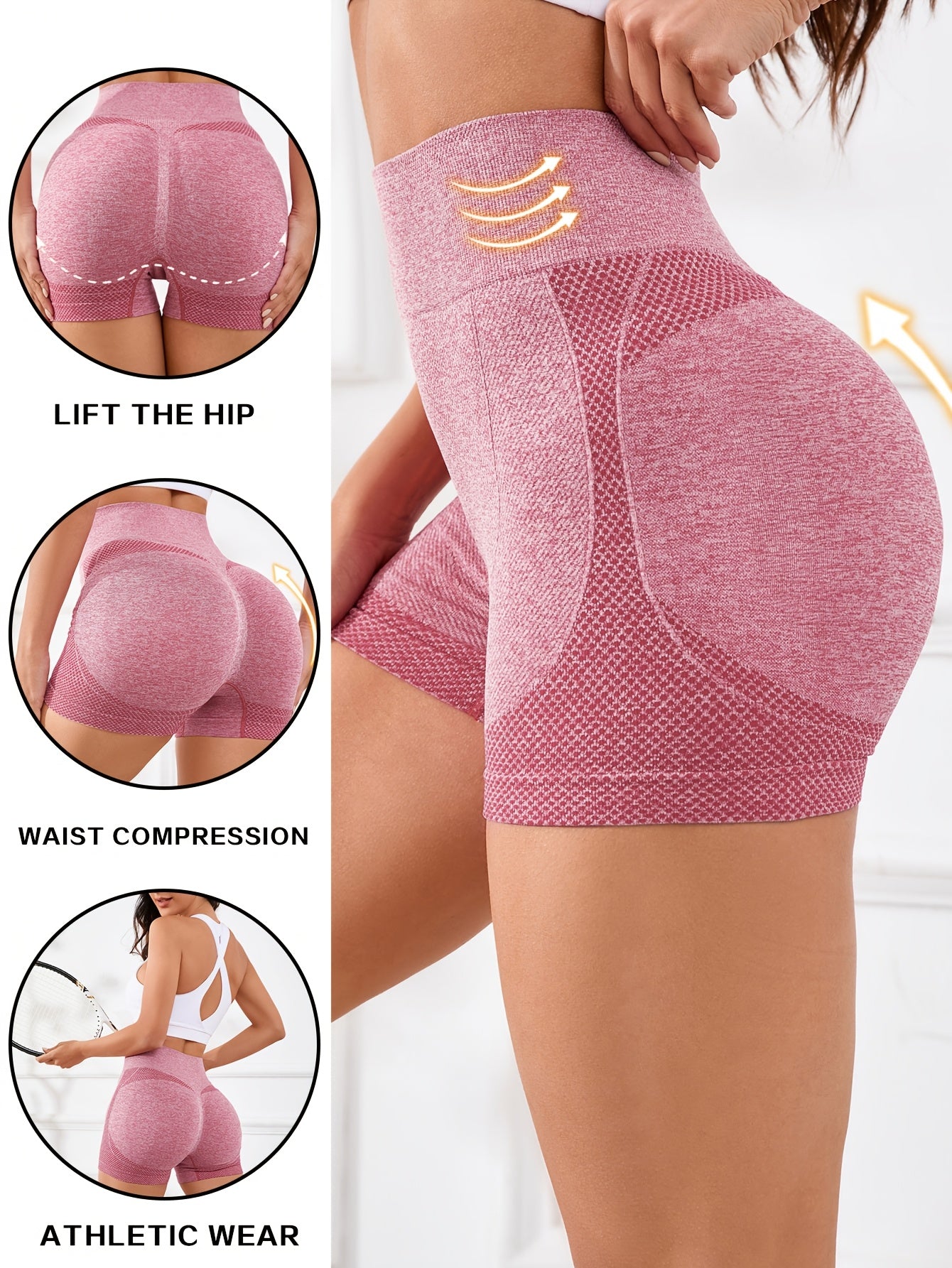 Women's High Waist Rib-Knit Thigh Slimmers Shorts with Tummy Control Breathable Solid Color