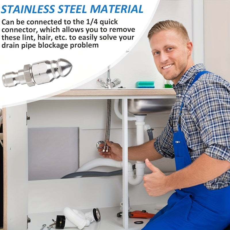 Насадка для прочистки канализационных труб из нержавеющей стали, струя высокого давления для дренажа