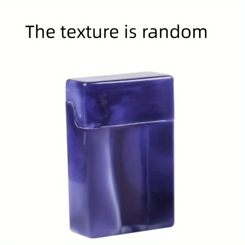 Men Durable Plastic Flip-Top Cigarette Case with Lighter Storage in Blue or Purple