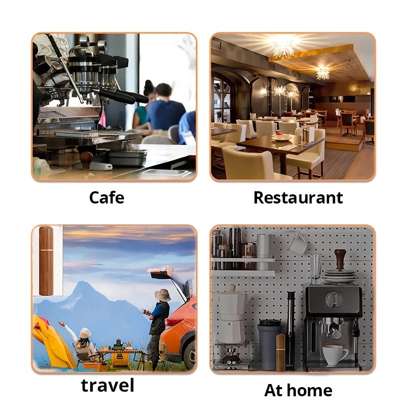 Tamper de café espresso de acero inoxidable con mango de madera herramienta barista