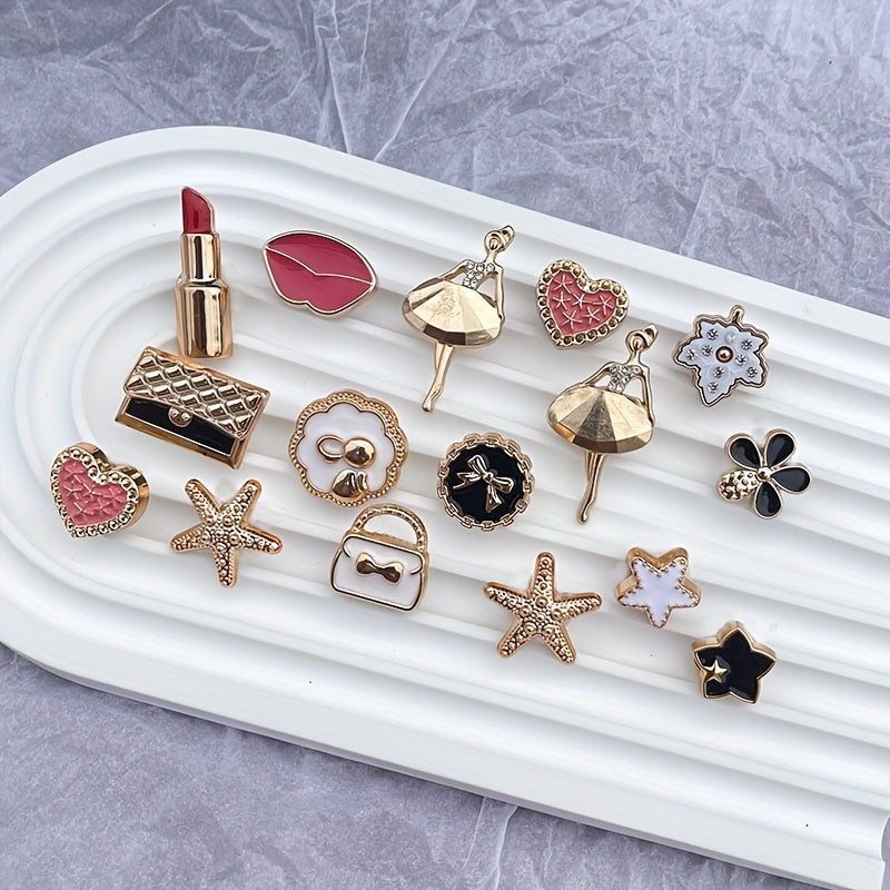 Women's Shoe Accessories Set with Heart Leaf Designs for Sandals and Slippers