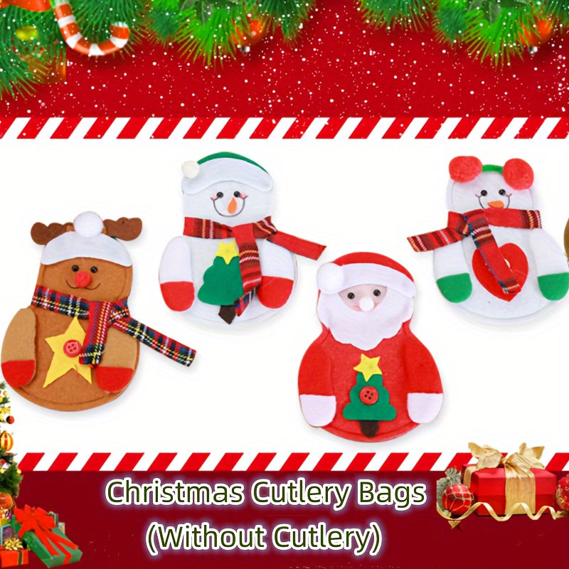 Set of 4/8/12 Christmas Tableware Decor Cutlery Holders for Holiday Party Decoration