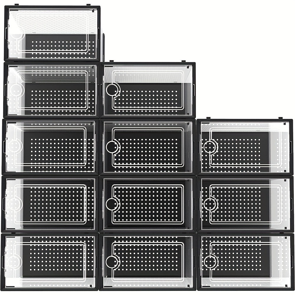 Набор из 6 или 12 прозрачных пластиковых коробок для хранения обуви, пылезащитных, штабелируемых, складных