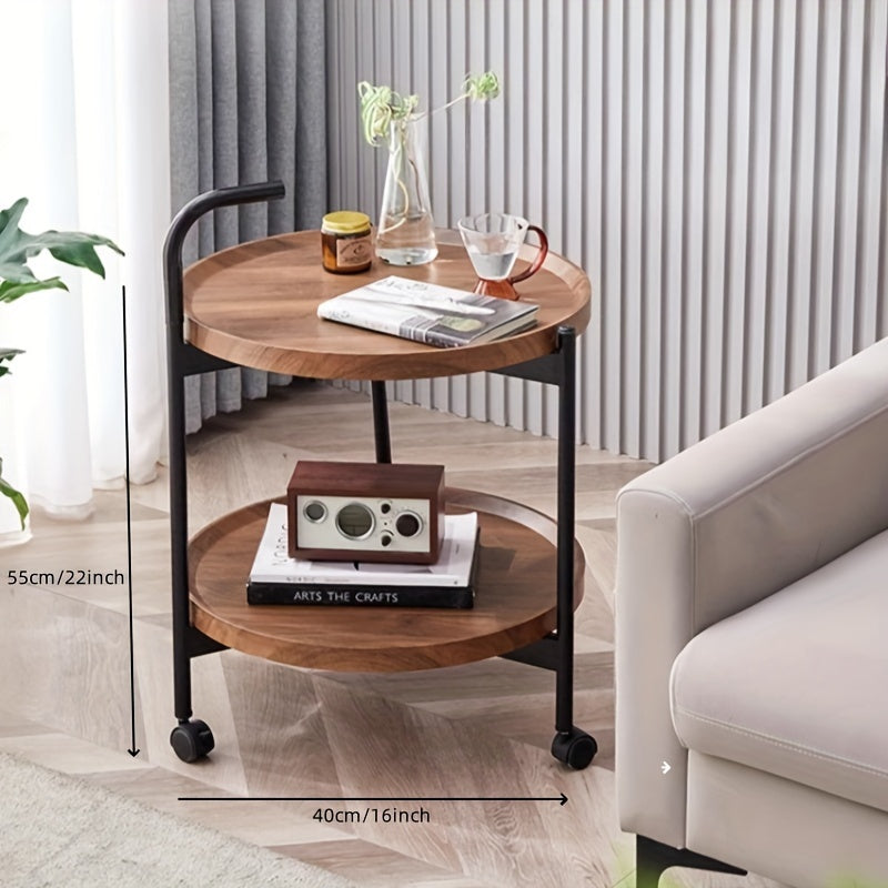 Nordic Style Cast Iron Mobile Coffee Table for Living Room Bedroom Small Apartment