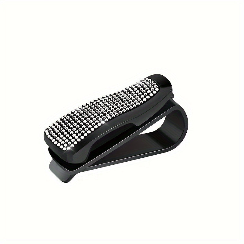 Car Sun Visor Glasses Holder Rhinestone Embellished Plastic Eyeglasses Clip