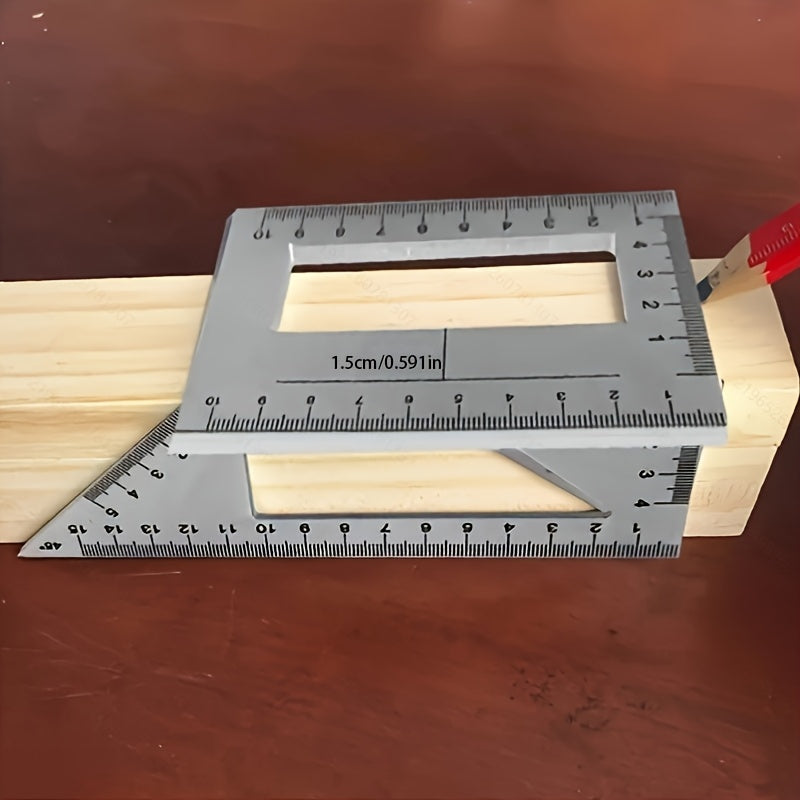 Aluminum Square Ruler for Woodworking 45°/90° Multi-Angle Measuring Tool