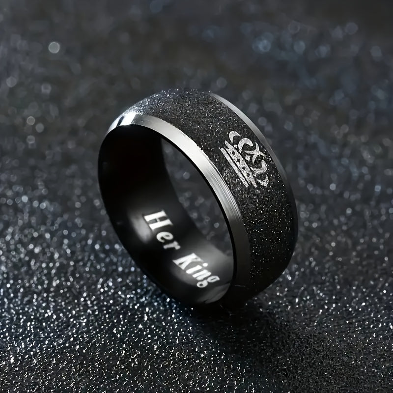 Set of 2 Stainless Steel Crown Couple Rings for Men and Women Fashion Jewelry