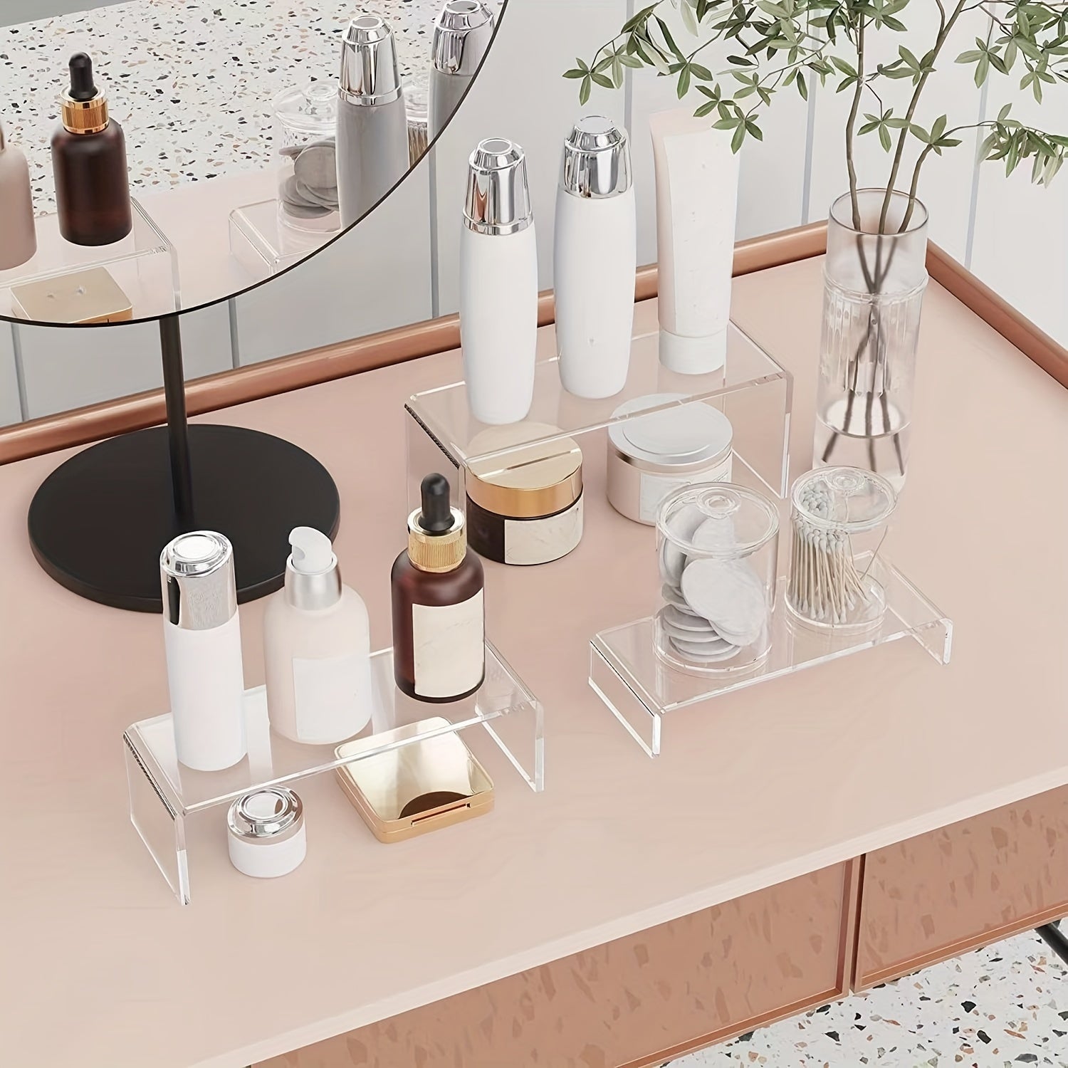 3-Layer Transparent Acrylic Display Stand for Desserts, Dolls, Cosmetics