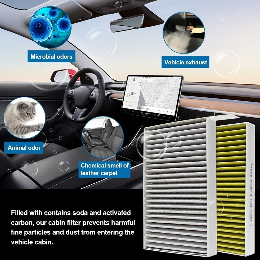 2-Pack Carbon Cabin Air Filter for Tesla Model 3 and Y Replacement