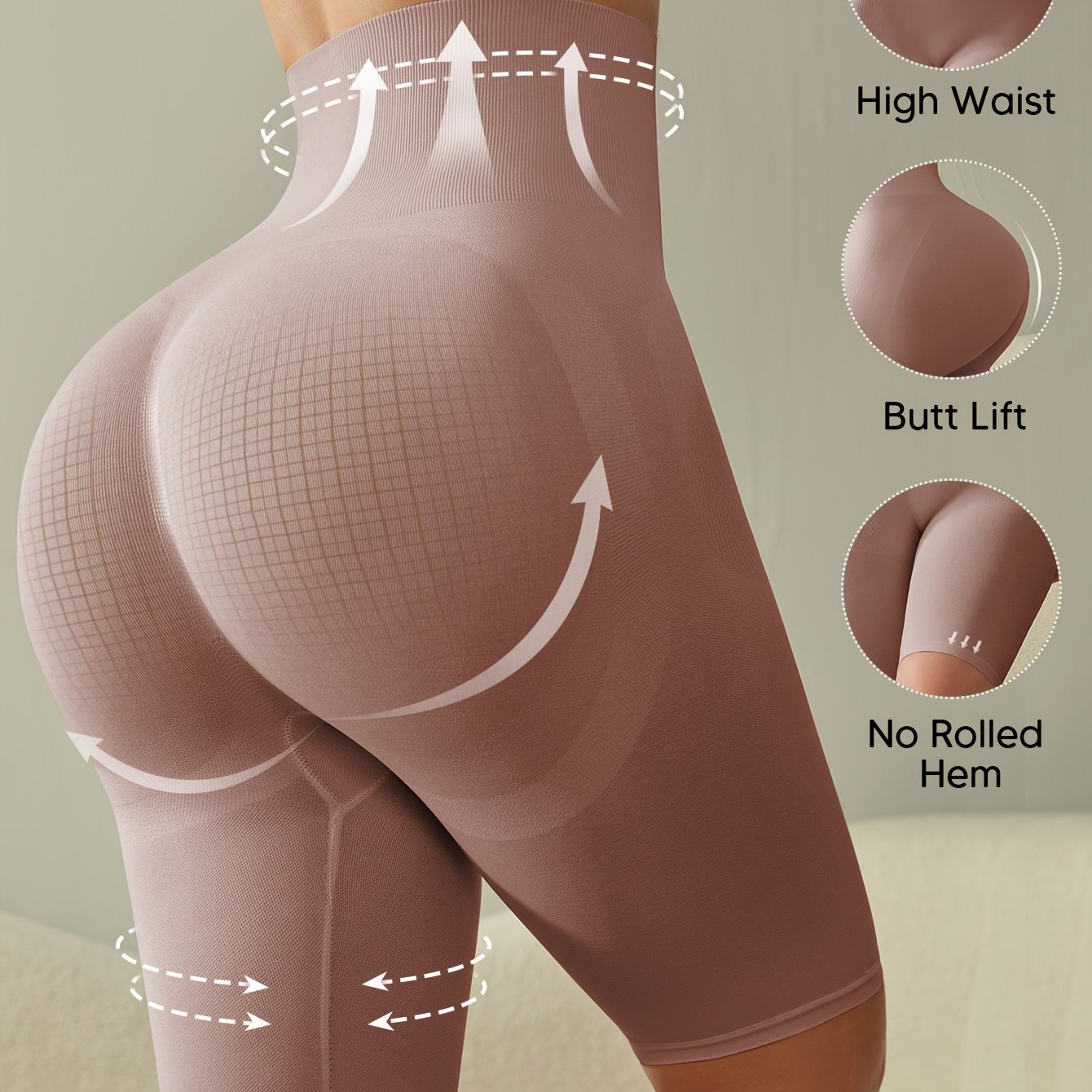 Women's High Waist Shaping Shorts Tummy Control Butt Lifter Seamless Knit Black