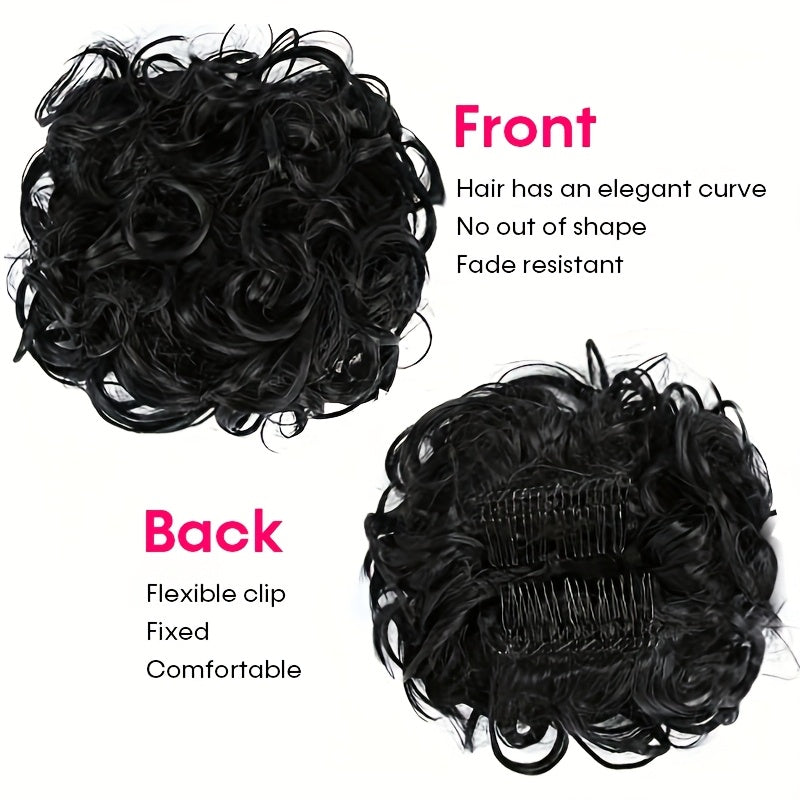 Women's Blonde Synthetic Messy Bun Hair Piece with Flowy Wavy Style
