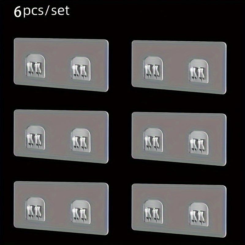 6-Pack Modern Plastic Wall Hooks for Kitchen and Bathroom Storage