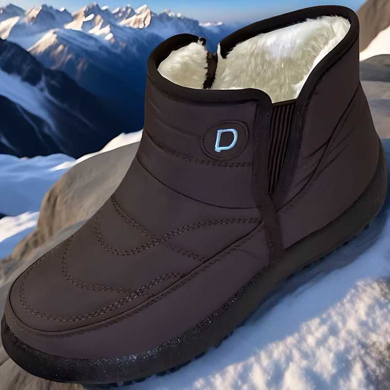 Plus Size Fleece-Lined Winter Boots Thick Plush Warm Outdoor Shoes