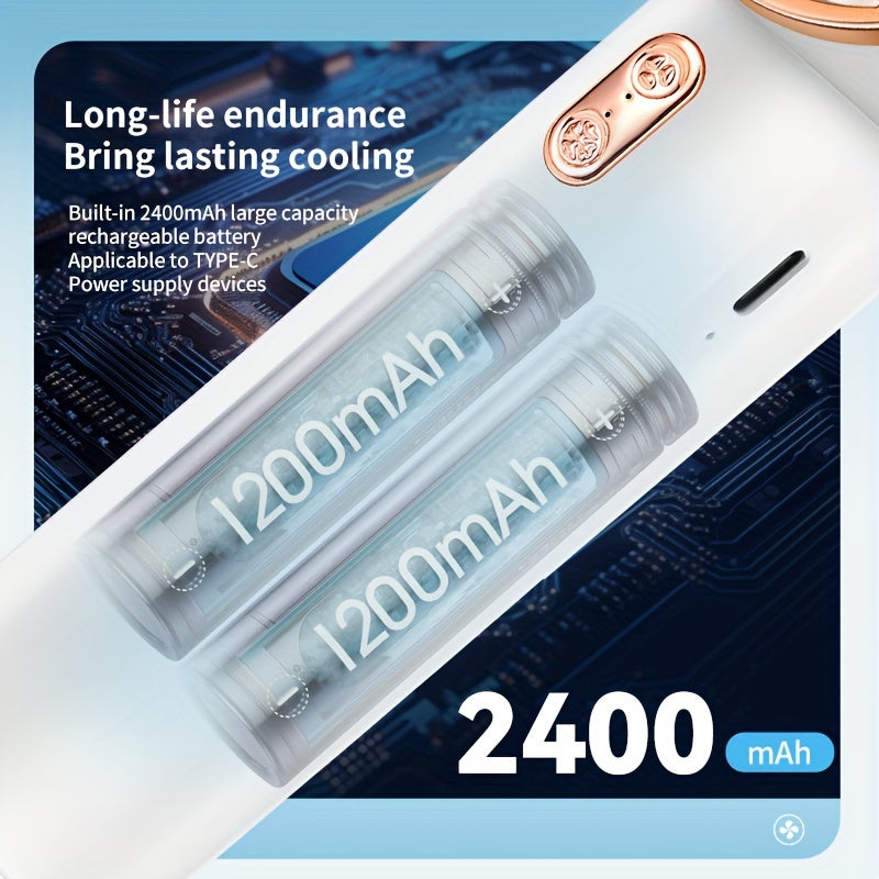 Портативный ручной USB-вентилятор с горячим и холодным компрессом, аккумулятор 2400 мАч
