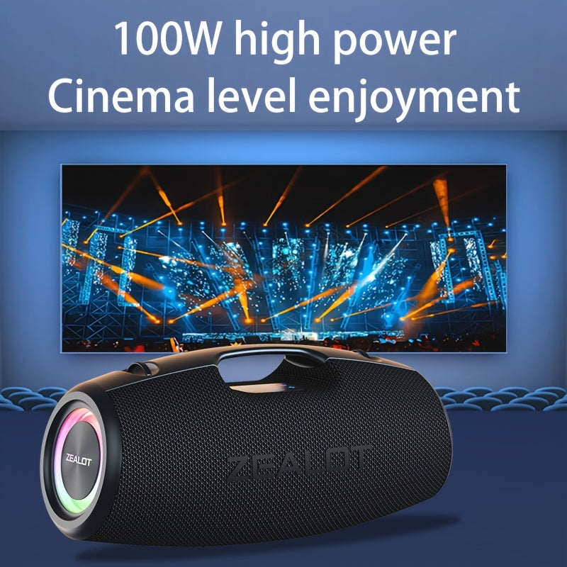 ZEALOT S78 100W Portativ Simsiz Dinamik, DSP Texnologiyasi, 4HORNS, RGB Yoritish, Ikki Ulanish, 24000mAh Batareya, 48 soat O'yin vaqti, Uy, Avtomobil, Tashqi joylar uchun mos baland Stereo Boom Bass