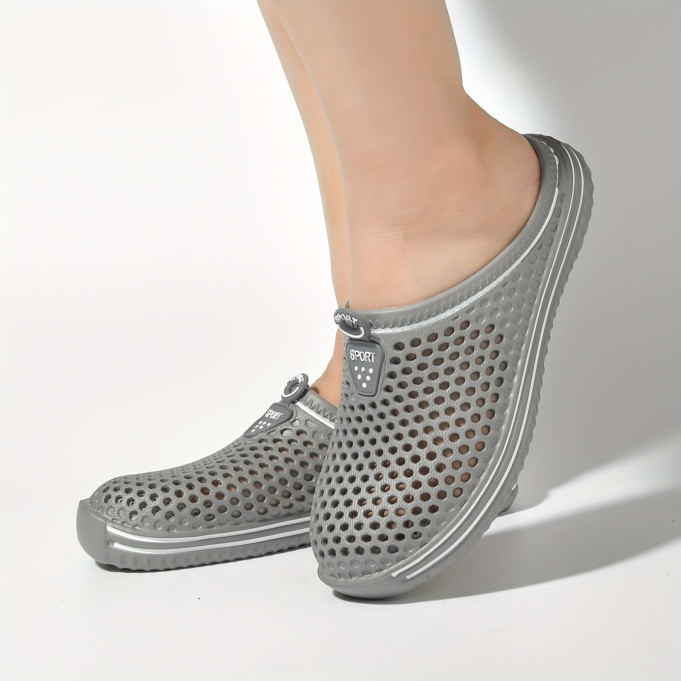 Women's Black and Red EVA Clogs: Breathable Garden Shoes with Adjustable Strap