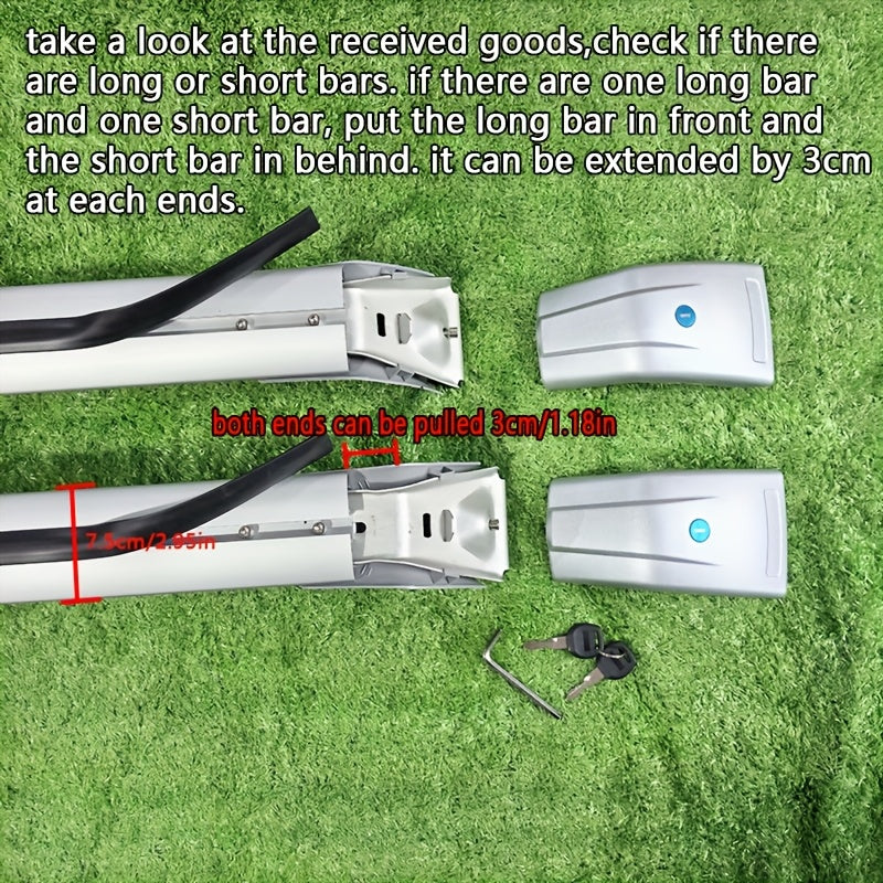 2-Pc Aluminum Alloy Car Roof Luggage Rack Suitable for Sedan SUV Crossbar