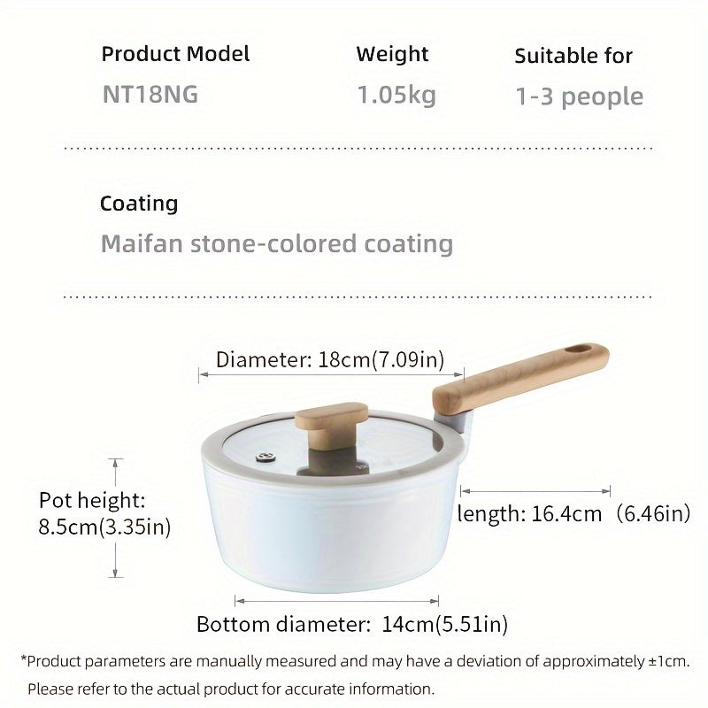 Nonstick Saucepan 18cm with Glass Lid Induction Ready Aluminum Alloy