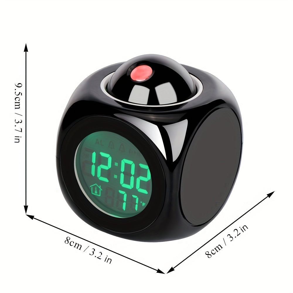 Digital Alarm Clock with Voice Prompt Thermometer Snooze Function and Desk Projector