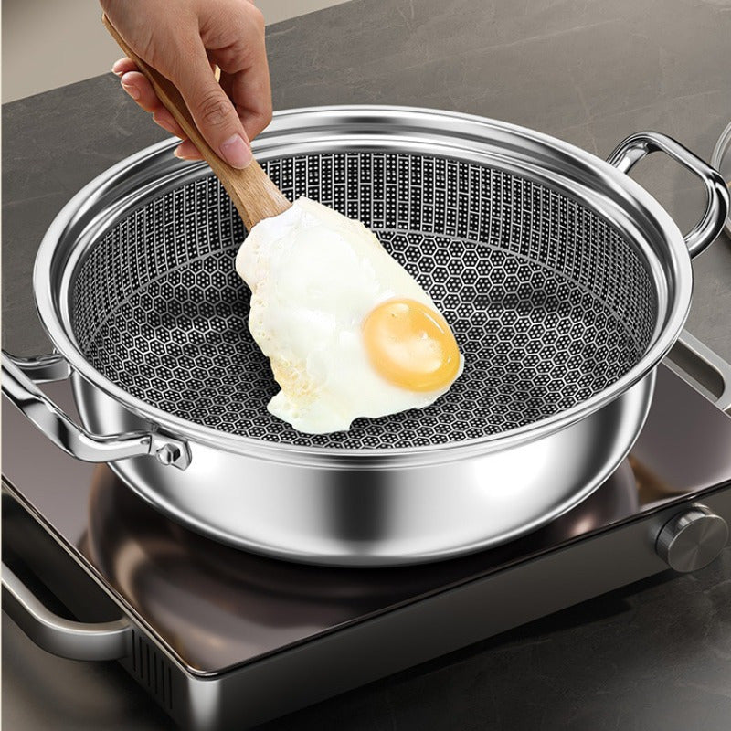 Stainless Steel Double Boiler with Cover Non-Stick Beehive Steam Pot Induction Gas Stove