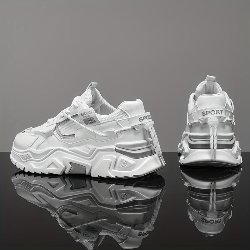 Erkaklar uchun zamonaviy shoelace platforma krossovkalari, nafas oladigan va kiyishga chidamli trening poyabzallari