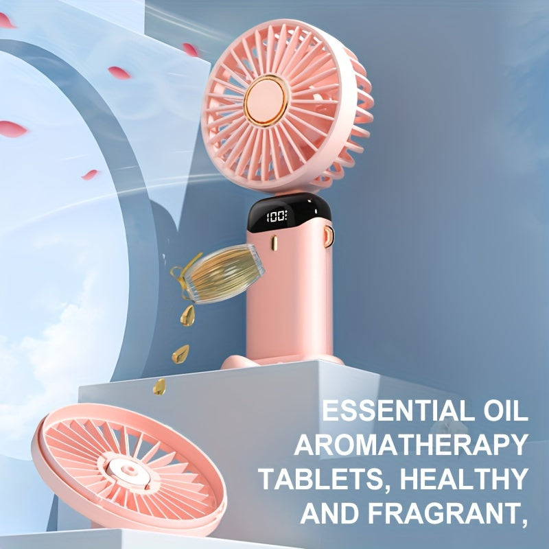 Portable Handheld Fan with Aromatherapy Large Wind Quiet Electric for Outdoor Use