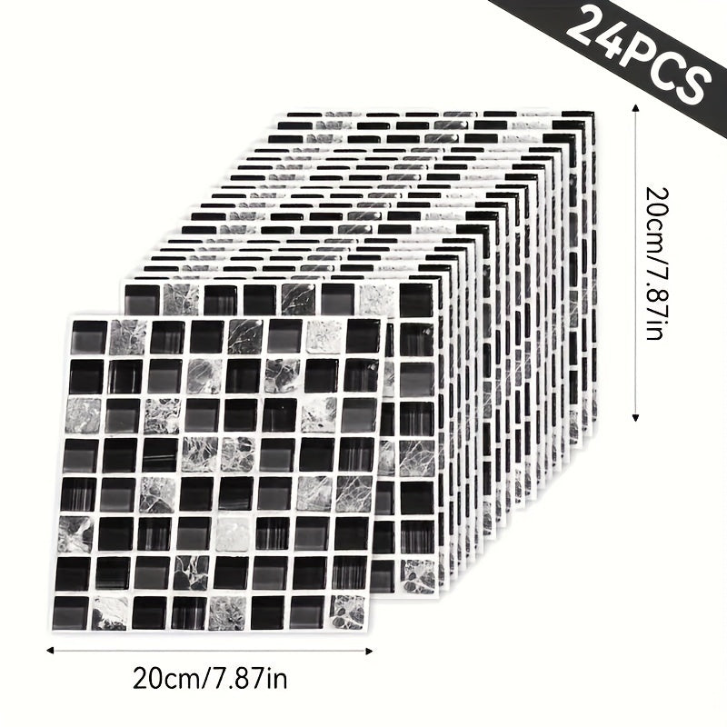 24-48Pcs Marble Self-Adhesive Wall Stickers for Bedroom Bathroom Decor