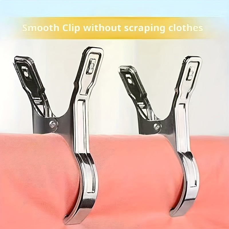 Juego de pinzas de ropa a prueba de viento de acero inoxidable, 10 piezas, clips de lavandería grandes y resistentes