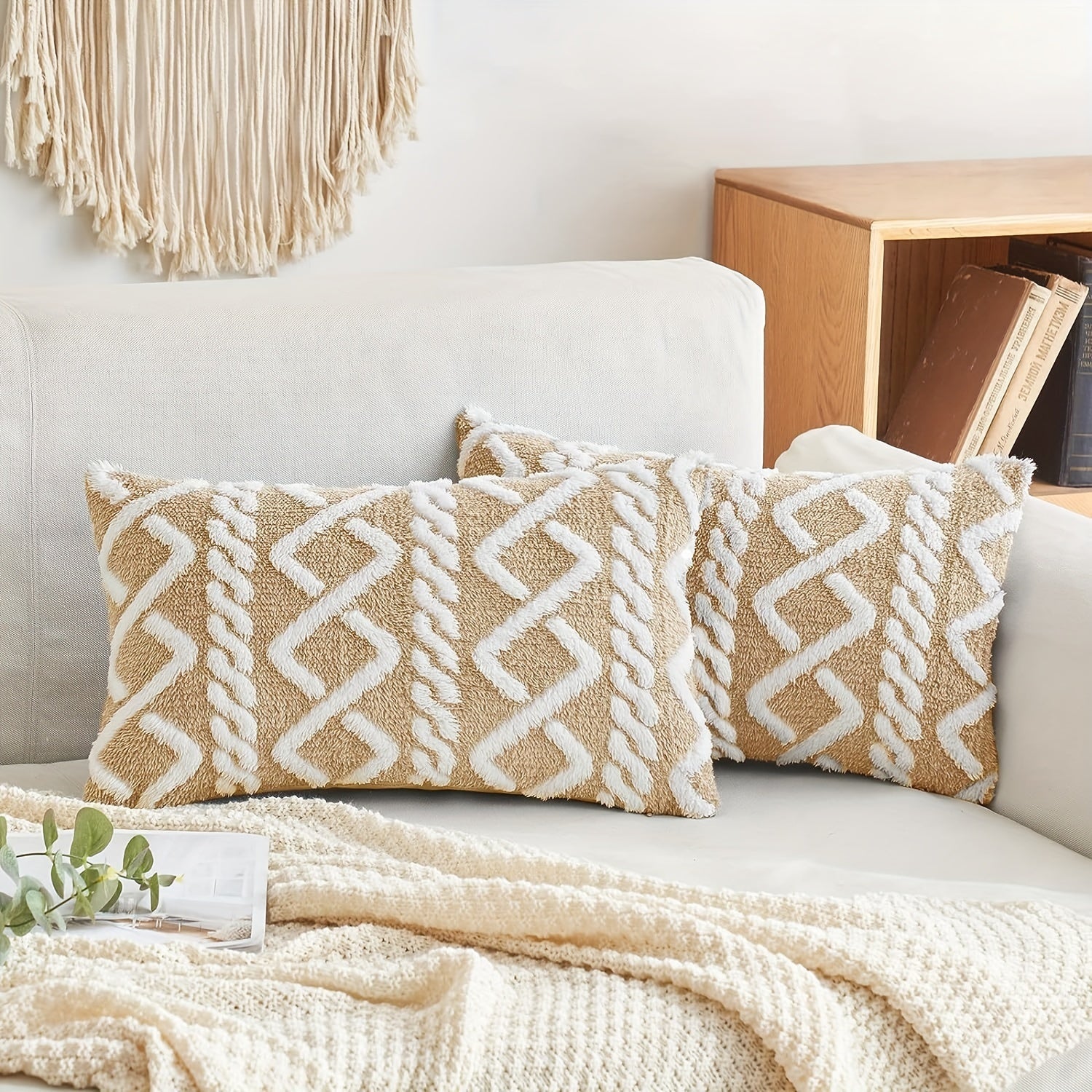 Blue and White Herringbone Throw Pillow Cover with Zipper Closure, Machine Washable Polyester