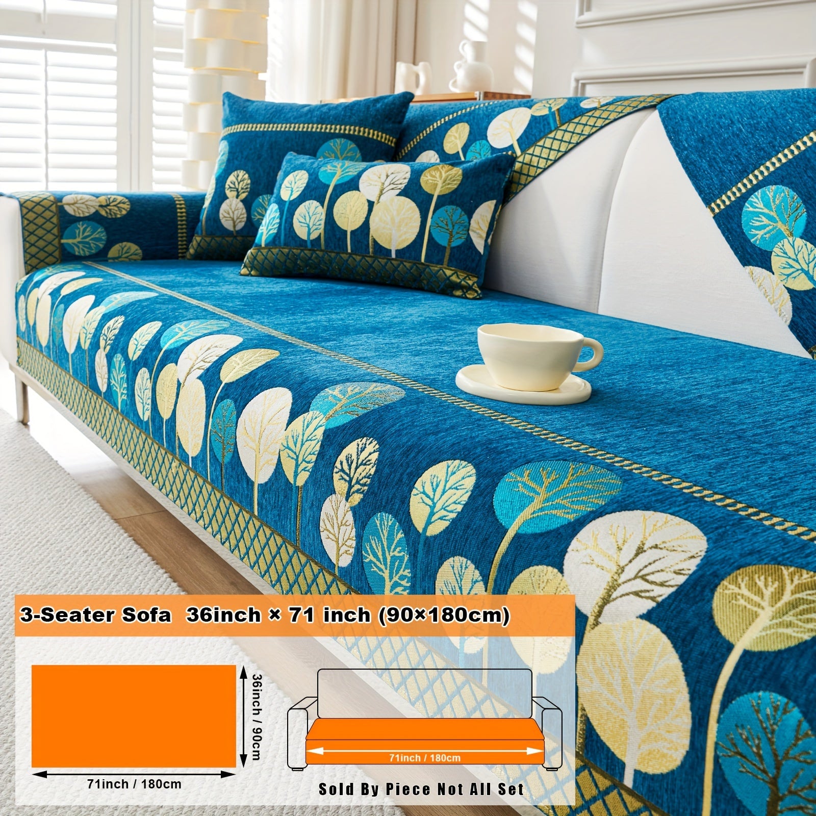 Bohemian Moonlit Trees Sofa Cover for Single to Quadruple Seaters Pet-Friendly Machine Washable Viscose