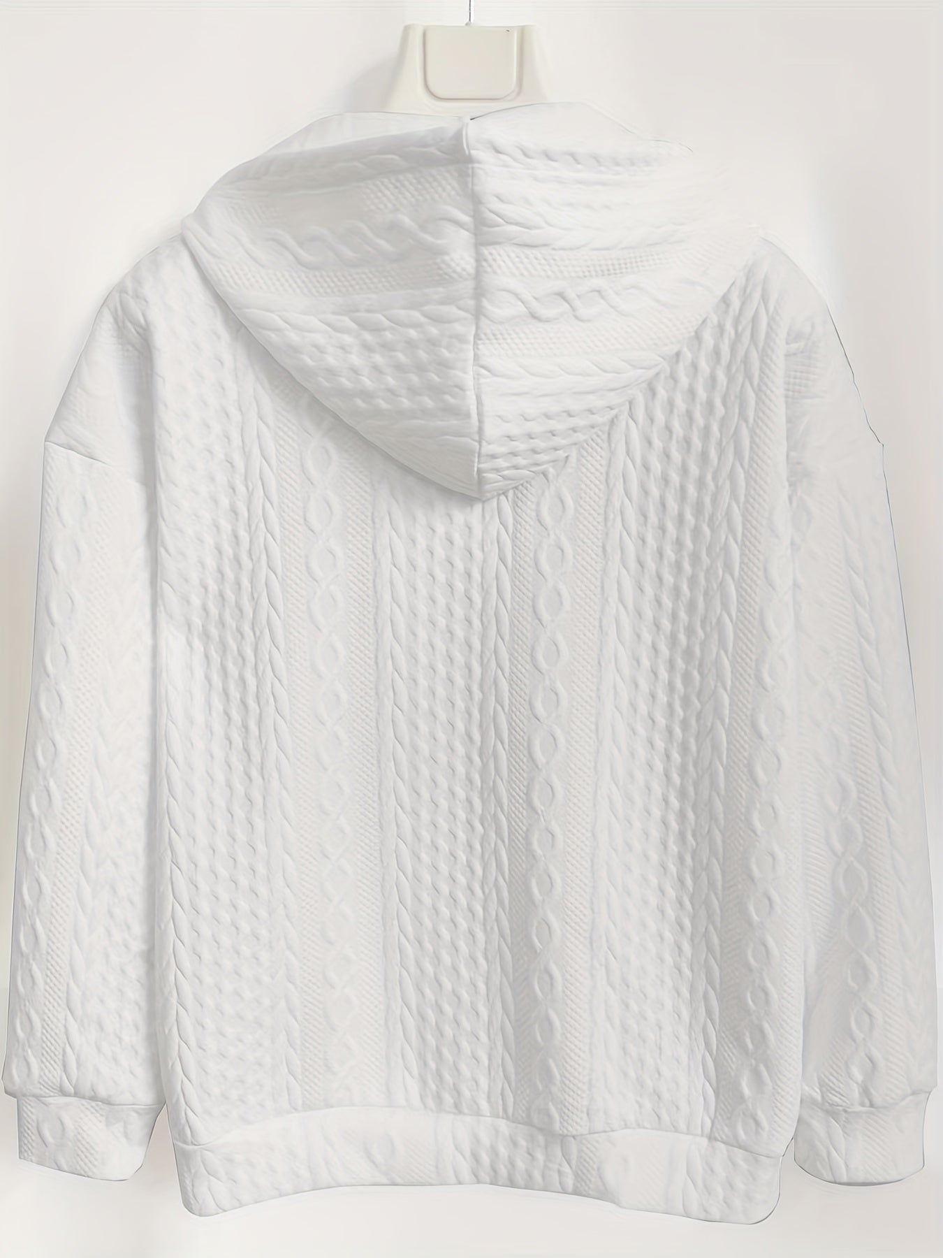 Plus Size Women's Cotton Cable Zipper Hoodie with Pockets