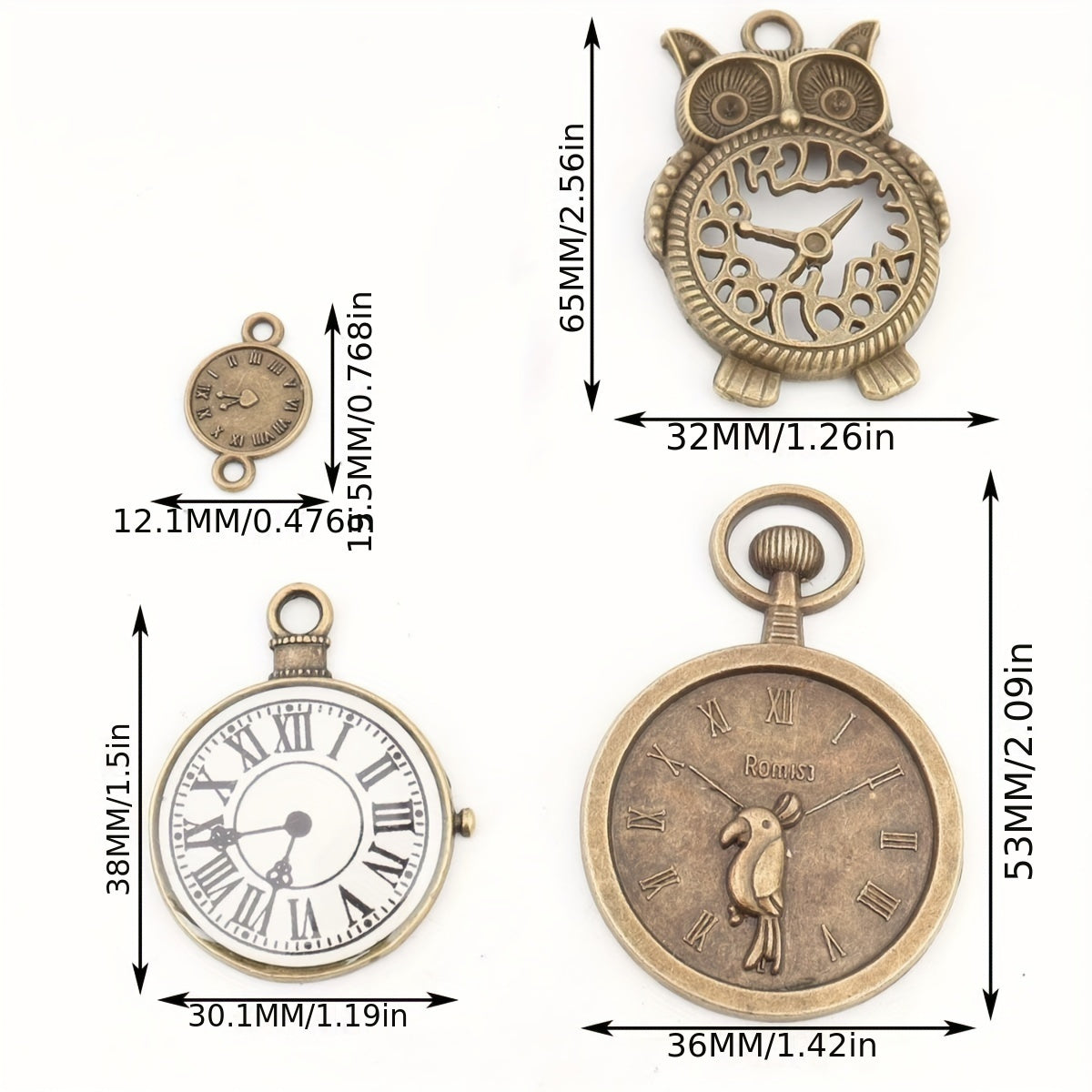 Set of 160 Vintage Bronze Alloy Charms Steampunk Gear Clock Pendants for Jewelry Making