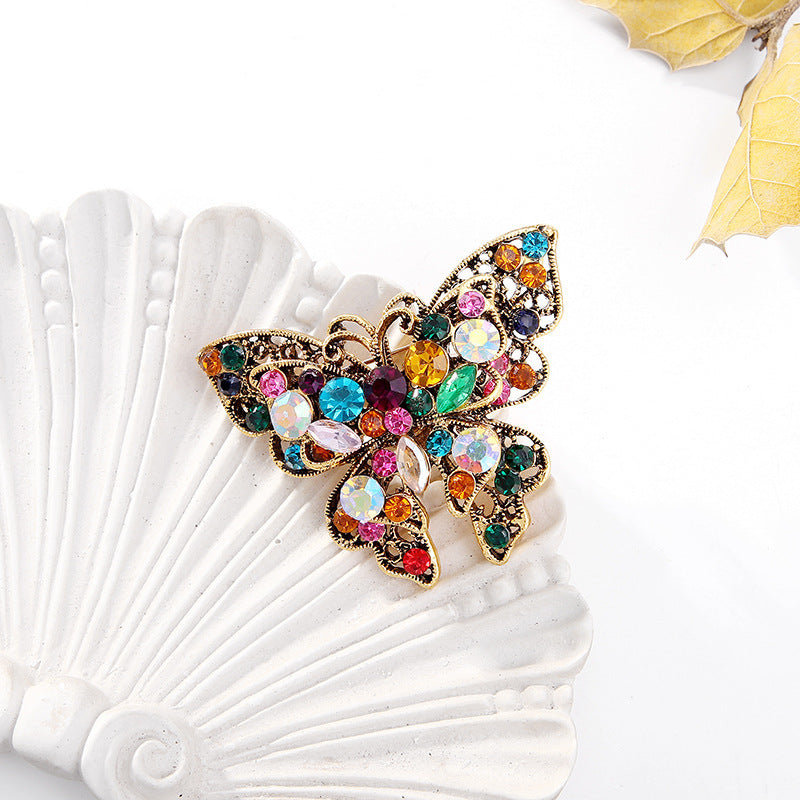 Crystal Butterfly Brooch Pin with Colorful Rhinestones for Women and Men