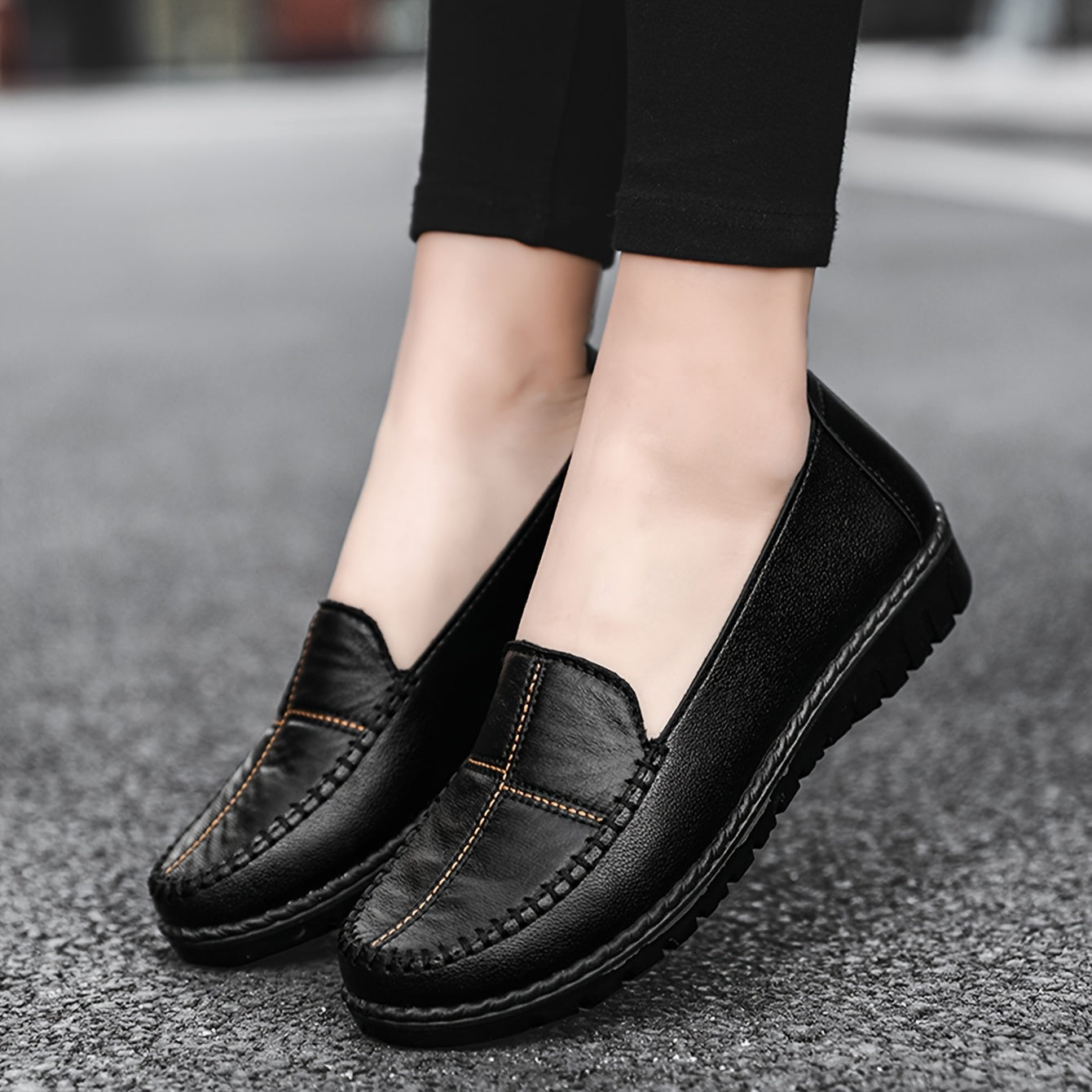 Women's Loafers Non-Slip Rubber Sole Comfortable Wear-Resistant Flat Shoes