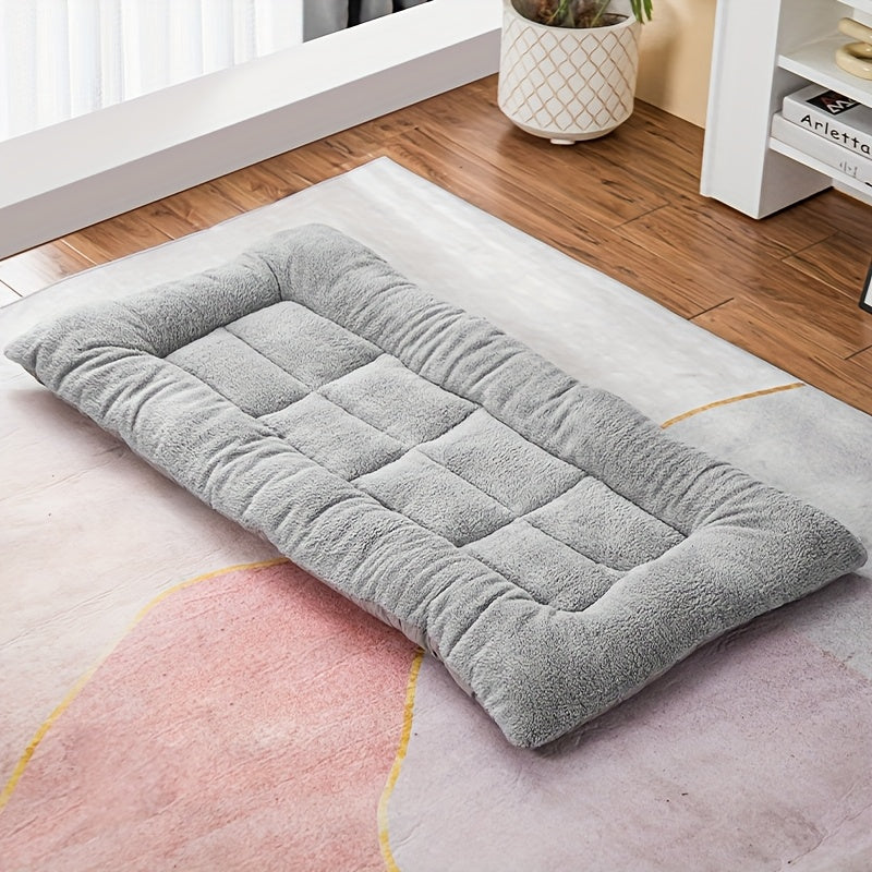 Large Plush Dog Bed Rectangular Couch in Light Gray and White for Small to Large Breeds