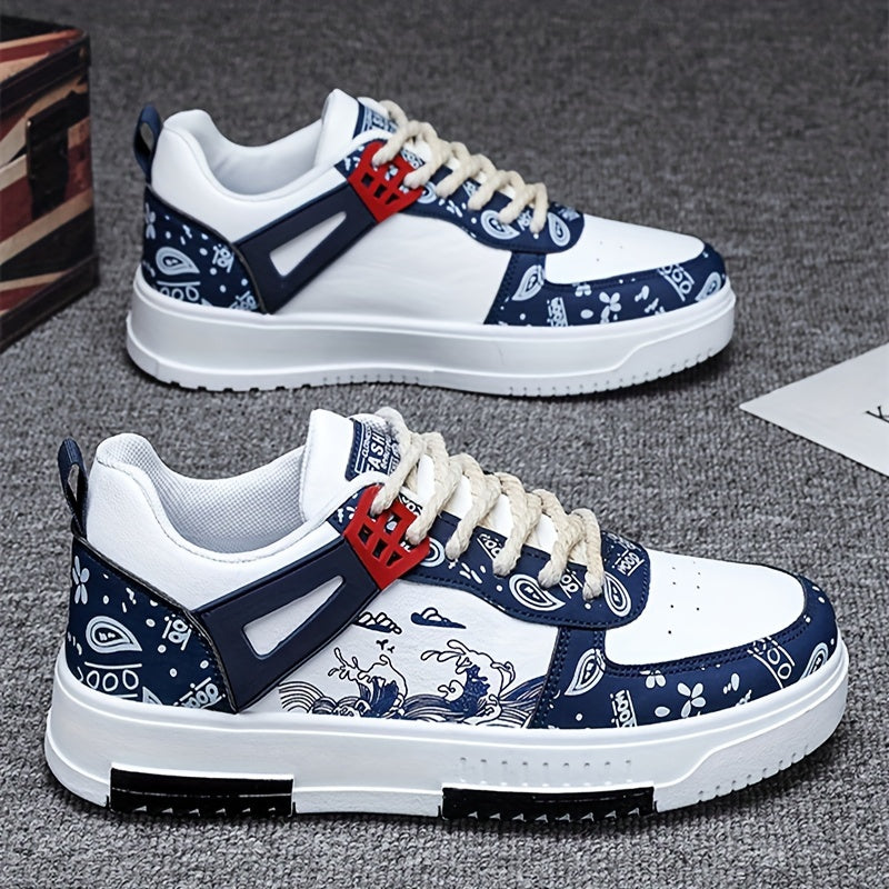 Men's Casual Skate Sneakers Fabric Upper PVC Sole All-Season Slip-Resistant Durable