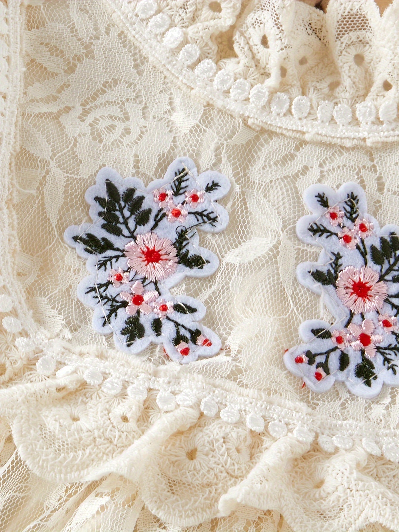 Baby Girl Dress Floral Embroidered Lace Tiered Fall Cotton for Infants