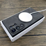 PU Leather Phone Case for Samsung Galaxy Wireless Charging Magnetic Adsorption