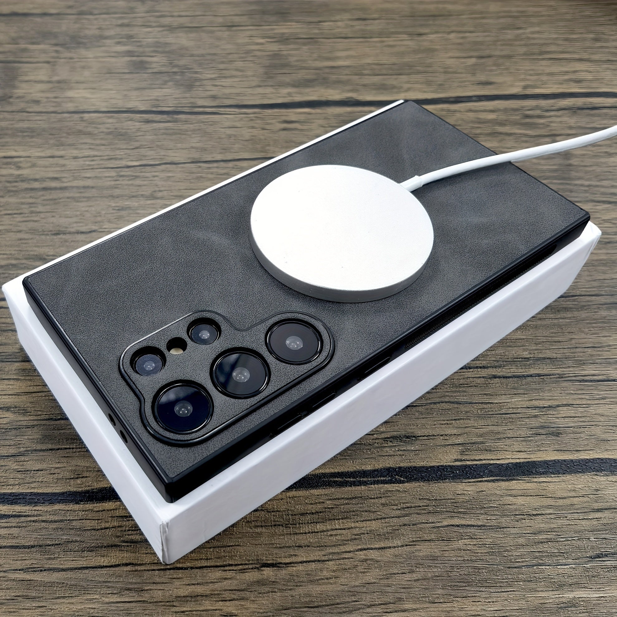 PU Leather Phone Case for Samsung Galaxy Wireless Charging Magnetic Adsorption