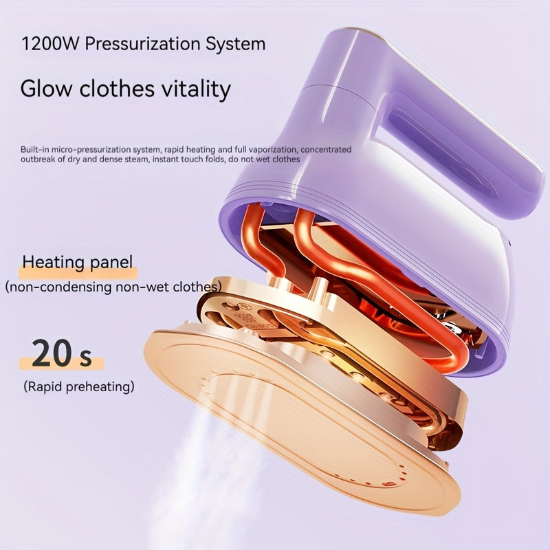 Plancha de vapor de mano de alta potencia para planchado en seco y húmedo, portátil y compacta