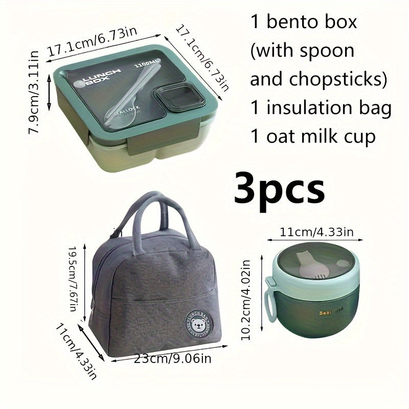 3-Piece Large Capacity Oxford Cloth Storage Bags for Lunch and Organizer in Bright Pink Grey Blue Green