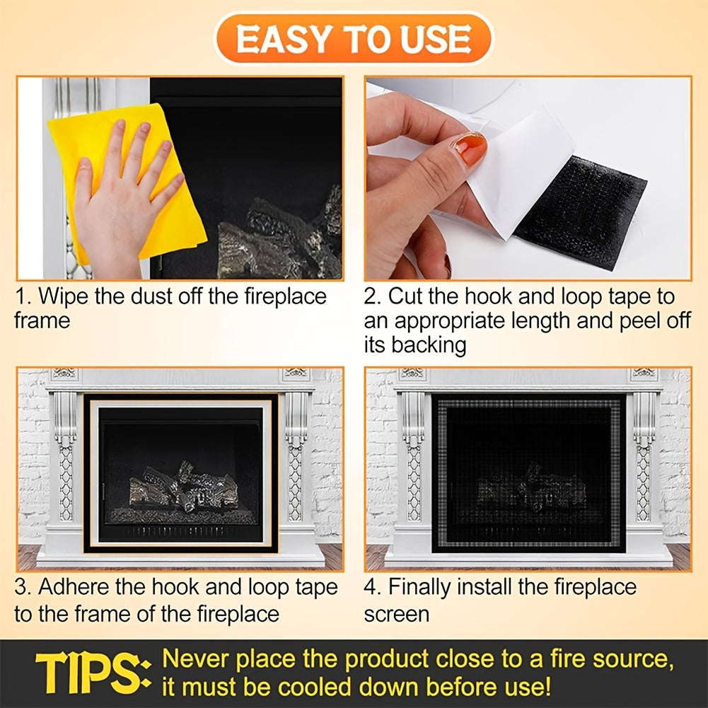 PVC Fireplace Screen Door Cover with Adhesive Mesh for Fireplace Protection Durable Easy to Install